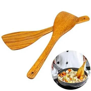 Wooden Spatula for Cooking Set of 2, Eco-Friendly Utensils