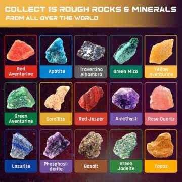 PIBEX Gemstone Dig Kit, Dig up 15 Rocks & Minerals from Earth Moon Mars, Solar System Planets Geolog...