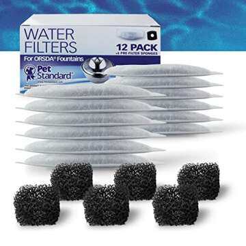 Premium PET STANDARD Replacement Water Filter & 6 Pack Pre-Filter Sponge for ORSDA® 67oz/2L Fountai...