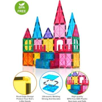 Jasonwell Magnetic Tiles Building Blocks Set for Boys Girls Preschool Educational Magnet Construction Kit Stacking STEM Toys Christmas Birthday Gifts for Kids Toddlers 3 4 5 6 7 8 9 10 + Year Old