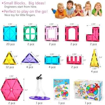 Jasonwell Magnetic Tiles Building Blocks Set for Boys Girls Preschool Educational Magnet Construction Kit Stacking STEM Toys Christmas Birthday Gifts for Kids Toddlers 3 4 5 6 7 8 9 10 + Year Old