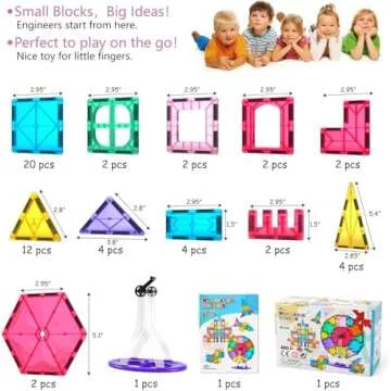 Jasonwell Magnetic Tiles Building Blocks Set for Boys Girls Preschool Educational Magnet Construction Kit Stacking STEM Toys Christmas Birthday Gifts for Kids Toddlers 3 4 5 6 7 8 9 10 + Year Old