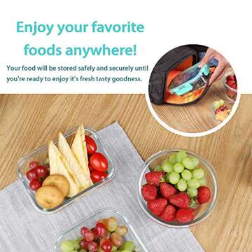Bayco Glass Food Storage Containers with Lids, [18 Piece] Glass Meal Prep Containers, Airtight Glass Lunch Bento Boxes, BPA-Free & Leak Proof (9 lids & 9 Containers)