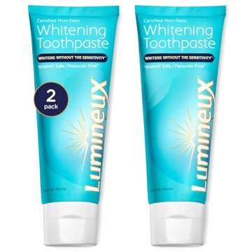Lumineux Teeth Whitening Toothpaste 2 Pack Peroxide Free Enamel Safe for Sensitive Whiter Teeth, Fluoride Free, No Alcohol, Artificial Colors, SLS Free Dentist Formulated - 3.75 Oz