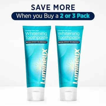 Lumineux Teeth Whitening Toothpaste 2 Pack Peroxide Free Enamel Safe for Sensitive Whiter Teeth, Fluoride Free, No Alcohol, Artificial Colors, SLS Free Dentist Formulated - 3.75 Oz