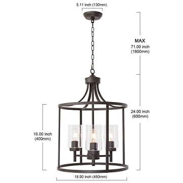 VINLUZ 3-Light Chandelier for Kitchen Island Lighting