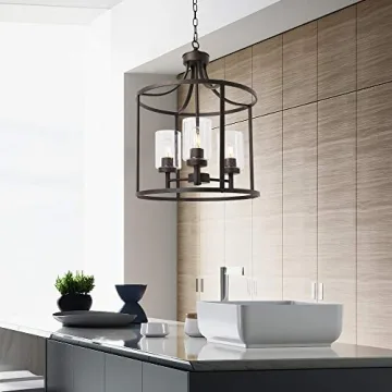 VINLUZ 3-Light Chandelier for Kitchen Island Lighting