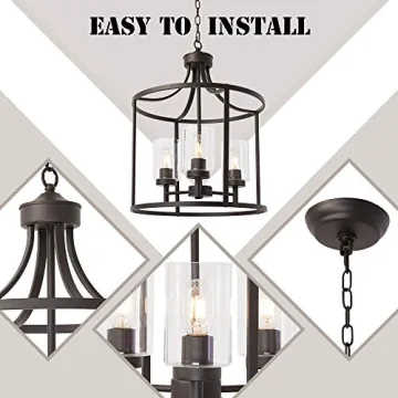 VINLUZ 3-Light Chandelier for Kitchen Island Lighting