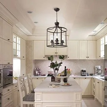 VINLUZ 3-Light Chandelier for Kitchen Island Lighting