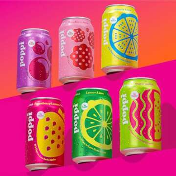 Poppi Sparkling Prebiotic Soda Beverage with Apple Cider Vinegar, Seltzer Water and Fruit Juice, Party Starters Variety Pack, 12 oz, Pack of 12, Packaging May Vary