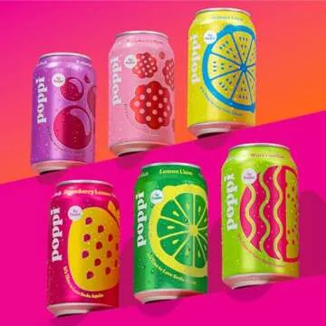 Poppi Sparkling Prebiotic Soda Beverage with Apple Cider Vinegar, Seltzer Water and Fruit Juice, Party Starters Variety Pack, 12 oz, Pack of 12, Packaging May Vary