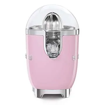 SMEG 50's Retro Style Citrus Juicer with Drip Free Spout, Automatic Activation, and Efficient Straining, Pink CFJ11PKUS