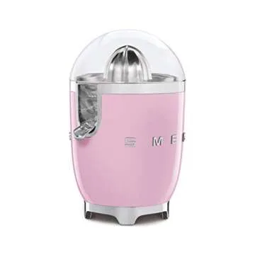 SMEG 50's Retro Style Citrus Juicer with Drip Free Spout, Automatic Activation, and Efficient Straining, Pink CFJ11PKUS