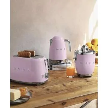 SMEG 50's Retro Style Citrus Juicer with Drip Free Spout, Automatic Activation, and Efficient Straining, Pink CFJ11PKUS