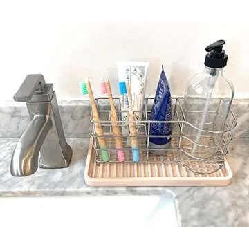 Happitasa Silicone Kitchen Sink Organizer Tray, Sponge Holder and Countertop Protector | Bathroom and Kitchen Soap Dish and Dispenser Tray (Sand Dollar, 10"x5.25")