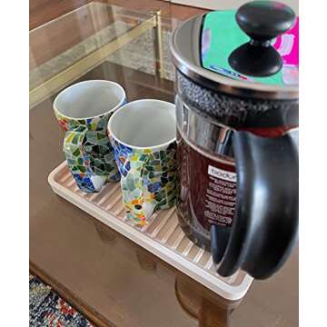 Happitasa Silicone Kitchen Sink Organizer Tray, Sponge Holder and Countertop Protector | Bathroom and Kitchen Soap Dish and Dispenser Tray (Sand Dollar, 10"x5.25")