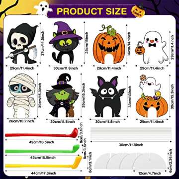 Capoda 8 Pieces Halloween Mini Golf Game Hlloween Golf Yard Sign Mini Golf Club Yard Stakes for Hall...