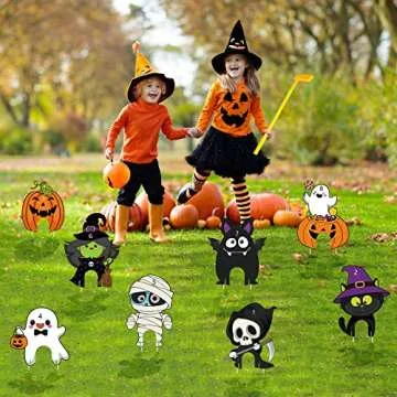 Capoda 8 Pieces Halloween Mini Golf Game Hlloween Golf Yard Sign Mini Golf Club Yard Stakes for Halloween Golf Party Halloween Lawn Garden Yard Outdoor Game Decorations