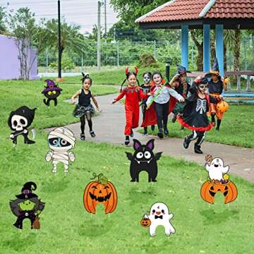 Capoda 8 Pieces Halloween Mini Golf Game Hlloween Golf Yard Sign Mini Golf Club Yard Stakes for Halloween Golf Party Halloween Lawn Garden Yard Outdoor Game Decorations