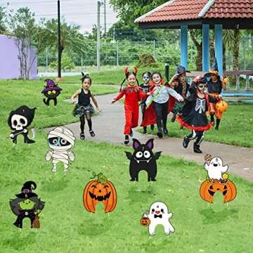 Capoda 8 Pieces Halloween Mini Golf Game Hlloween Golf Yard Sign Mini Golf Club Yard Stakes for Halloween Golf Party Halloween Lawn Garden Yard Outdoor Game Decorations