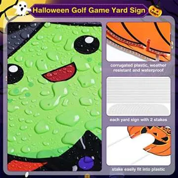 Capoda 8 Pieces Halloween Mini Golf Game Hlloween Golf Yard Sign Mini Golf Club Yard Stakes for Halloween Golf Party Halloween Lawn Garden Yard Outdoor Game Decorations