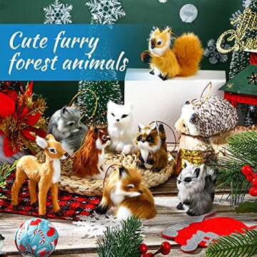 Skylety 15 Pieces Animal Ornaments - Cute Woodland Plush Decorations
