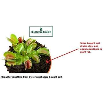 Carnivorous Plant Soil Mix, 1 Quart Re-Pot 1-2 Small Plants Size Bag, All Natural Ingredients, Great Soil for Venus Fly Traps, Sundews, and Pitcher Plants (1qt)