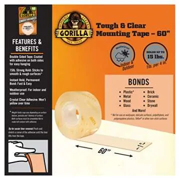 Gorilla Tough & Clear Double Sided Mounting Tape - Clear & Weatherproof