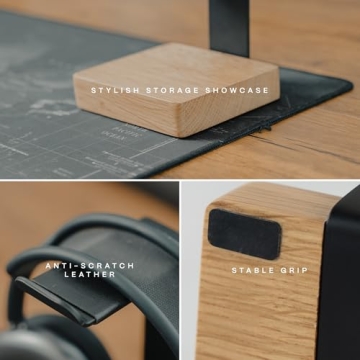 Universal Solid Wood Headphone Stand Heavy Duty Elegant