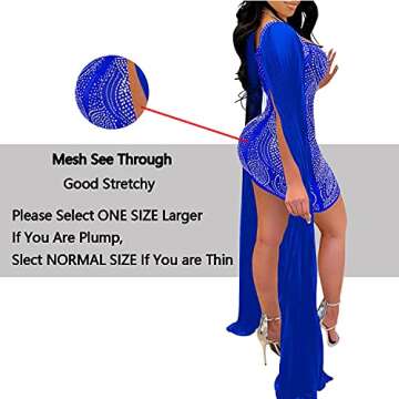 PORRCEY Women's Sexy Hot Drilling Craft Dress Long Sleeve Bodycon Party Club Night Out Dress(5332,Bl...