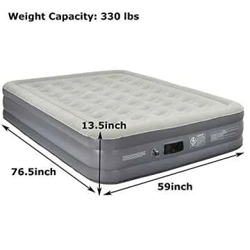 BestComfort Air Mattress with Built in Pump, Full Size Airbed with Coil Beam Construction and Waterproof Flocked Top, Inflatable Mattress Blow Up Bed for Home Camping Travel (Full Size)