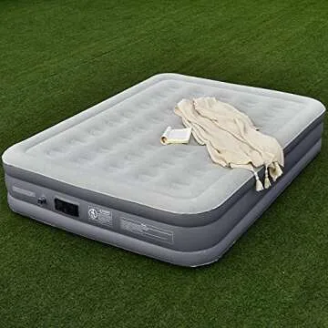 BestComfort Air Mattress with Built in Pump, Full Size Airbed with Coil Beam Construction and Waterproof Flocked Top, Inflatable Mattress Blow Up Bed for Home Camping Travel (Full Size)