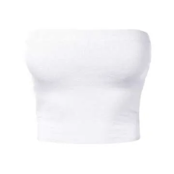 HATOPANTS Double Layered Crop Tube Tops Strapless Basic Cotton Cami Casual WHITE S