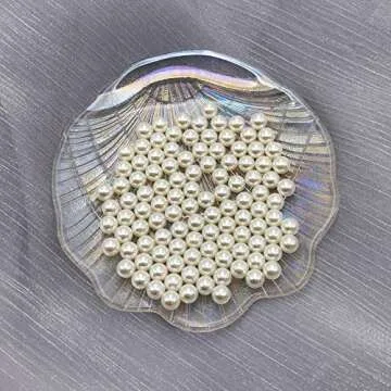 INSPIRELLE 1100pcs 8mm Ivory Polished ABS Undrilled Art Faux Pearls for Vase Fillers, No Hole Makeup Beads to Hold Brush Lipstick, Imitation Round Pearl Beads for Table Scatter Home Wedding Decoration