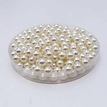 INSPIRELLE 1100pcs 8mm Ivory Polished ABS Undrilled Art Faux Pearls for Vase Fillers, No Hole Makeup Beads to Hold Brush Lipstick, Imitation Round Pearl Beads for Table Scatter Home Wedding Decoration
