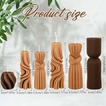 Modern Ribbed Pillar Candles Set for Home Decor