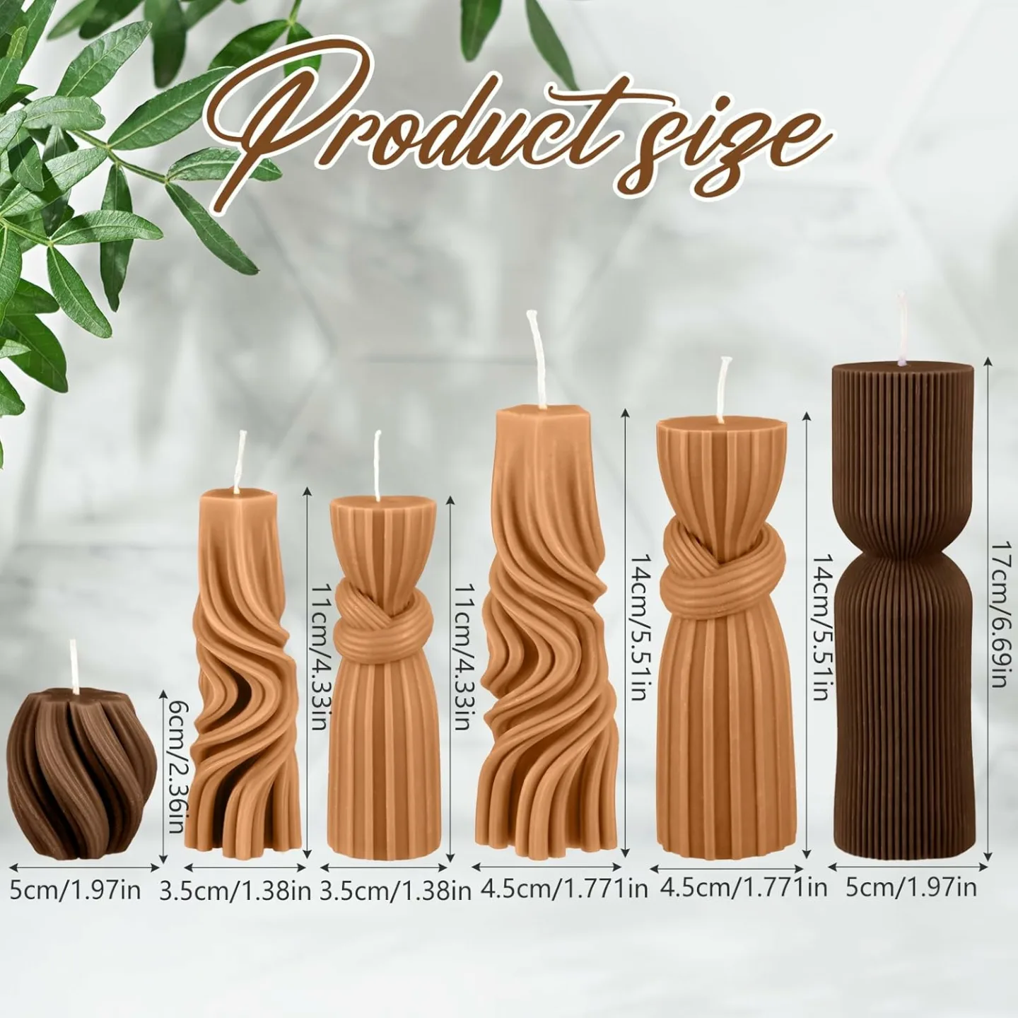 Modern Ribbed Pillar Candles Set for Home Decor