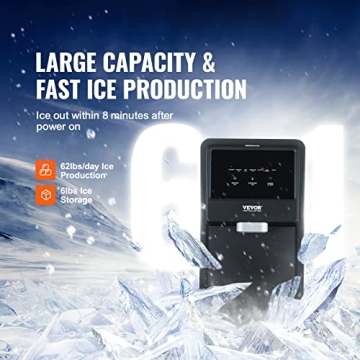 VEVOR Nugget Ice Maker 62lbs24H Auto Dispense Self-Cleaning