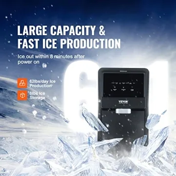 VEVOR Nugget Ice Maker 62lbs24H Auto Dispense Self-Cleaning