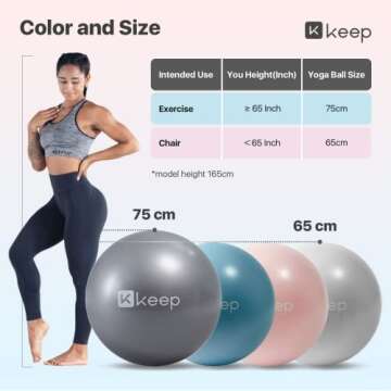 KEEP Exercise Ball - Balance Yoga Ball for Working Out,Stability Birthing Ball for Pregnancy - Fitne...
