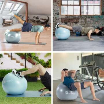 KEEP Exercise Ball - Balance Yoga Ball for Working Out,Stability Birthing Ball for Pregnancy - Fitness Ball for Core Strength and Physical Therapy, with Inflator Pump, 65cm, Light Grey