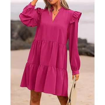 KIRUNDO Women's Ruffle Mini Dress with Pockets