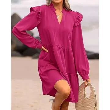 KIRUNDO Women's Ruffle Mini Dress with Pockets