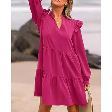KIRUNDO Women's Ruffle Mini Dress with Pockets