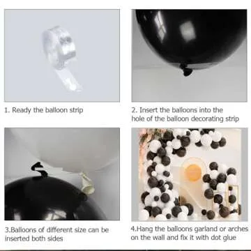 FHEKFNG White Black Balloon Garland Arch Kit,120 Pack Matte Latex Black White Balloons for Baby Shower Birthday Wedding Graduation Party Decorations Supplies
