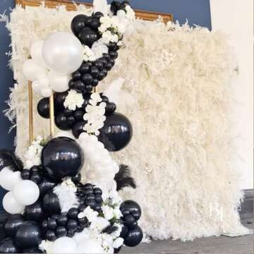 FHEKFNG White Black Balloon Garland Arch Kit,120 Pack Matte Latex Black White Balloons for Baby Shower Birthday Wedding Graduation Party Decorations Supplies