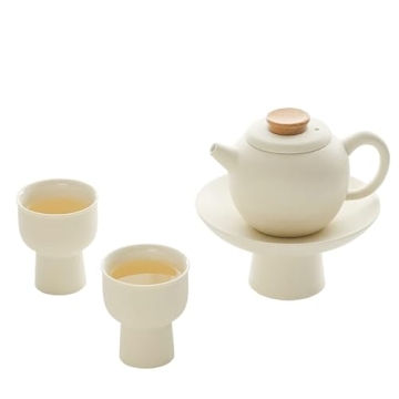 Mini Tea Set High-legged Cups Elegant Minimalist Matte Crème