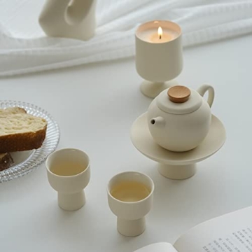 Mini Tea Set High-legged Cups Elegant Minimalist Matte Crème