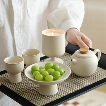 Mini Tea Set High-legged Cups Elegant Minimalist Matte Crème