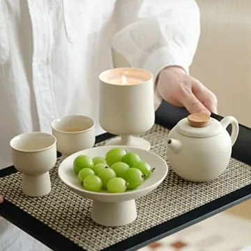 Mini Tea Set High-legged Cups Elegant Minimalist Matte Crème